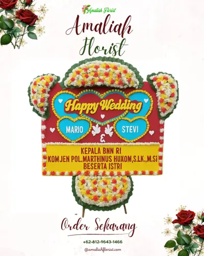 Karangan Papan Bunga Pernikahan di Sesepan